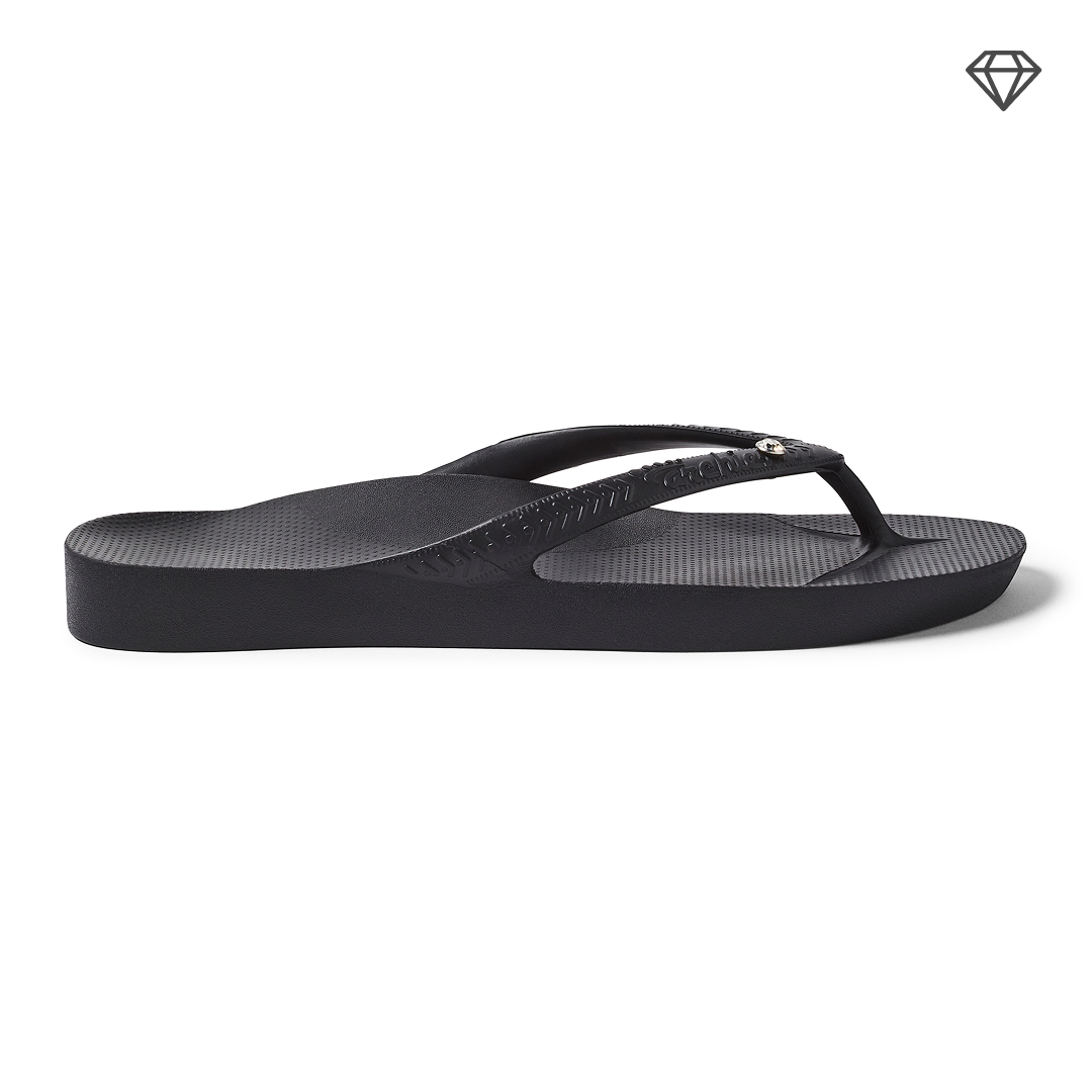 Arch Support Flip Flops - Classic - Crystal Black