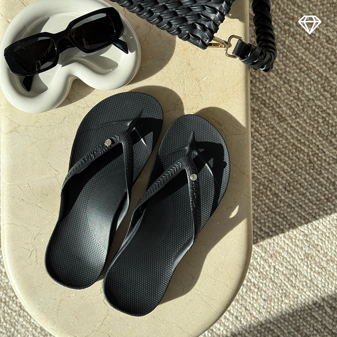 Arch Support Flip Flops - Classic - Crystal Black